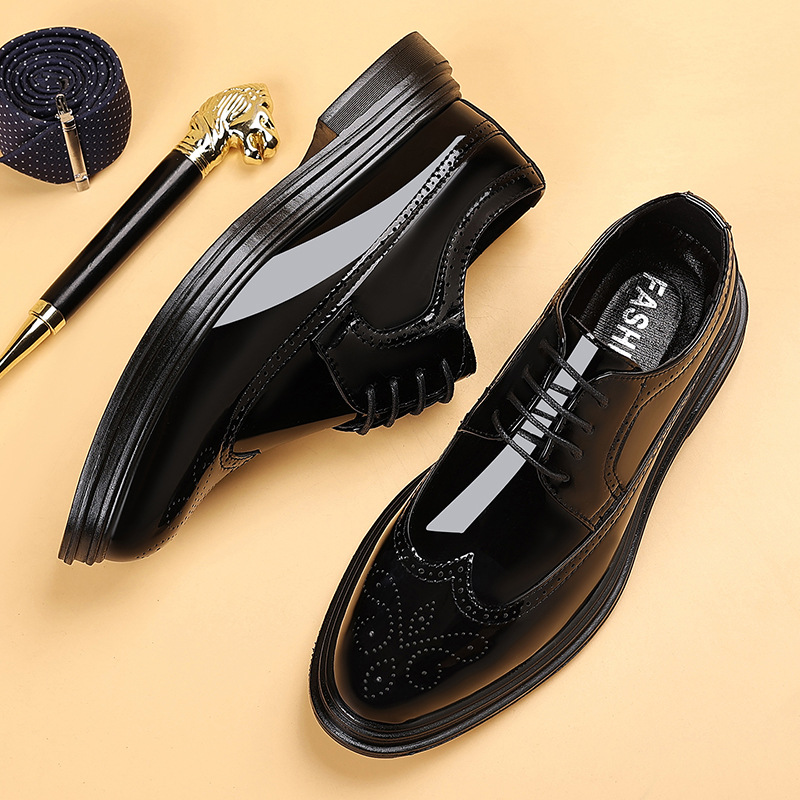 Leather Work Dress - Sapatos masculinos de couro envernizado, estilo