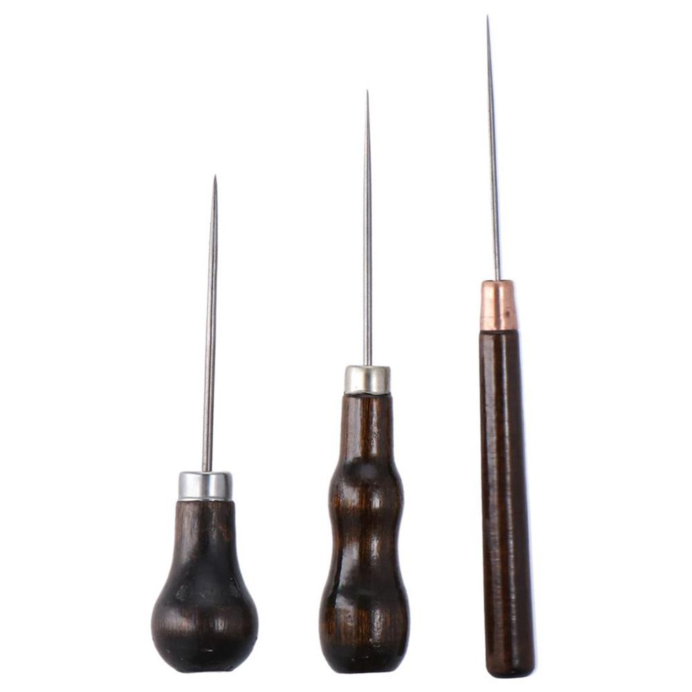 Leatherwork Punching Tool - Ferramenta de madeira Handle Scratch Awl,
