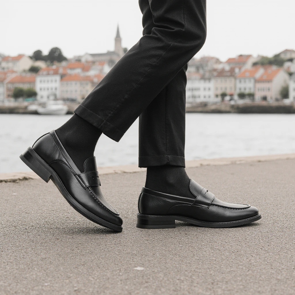 Leather Work Dress - Sapatos Clássicos de Couro Preto para
