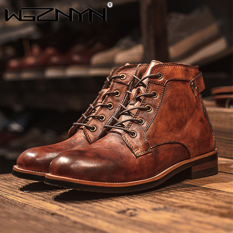 Leather Work Dress - Luxo retro sapatos de couro masculino