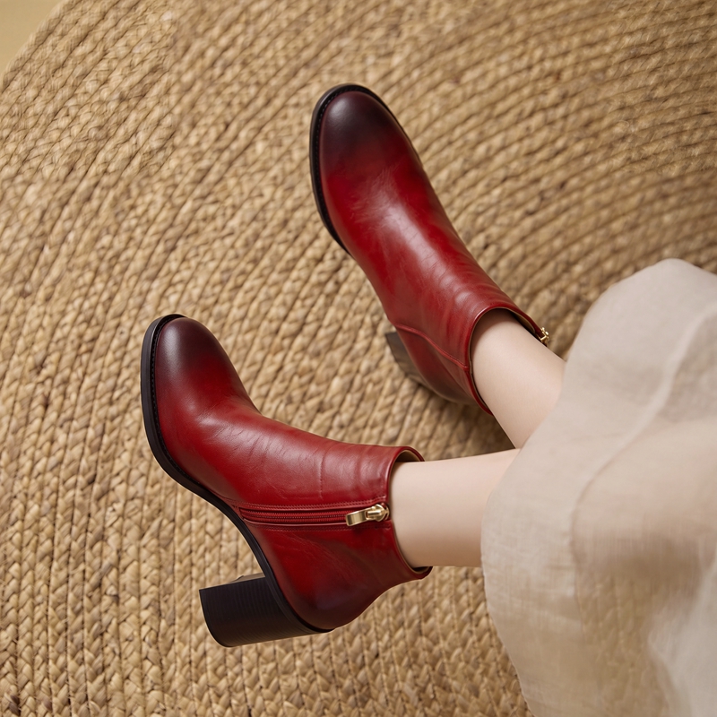 Bota de Salto Bloco com Bico Q - Leather Work Dress avaliação e preço