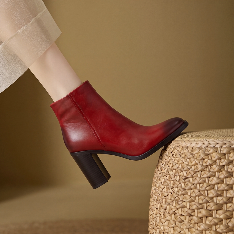Bota de Salto Bloco com Bico Q - Leather Work Dress avaliação e preço