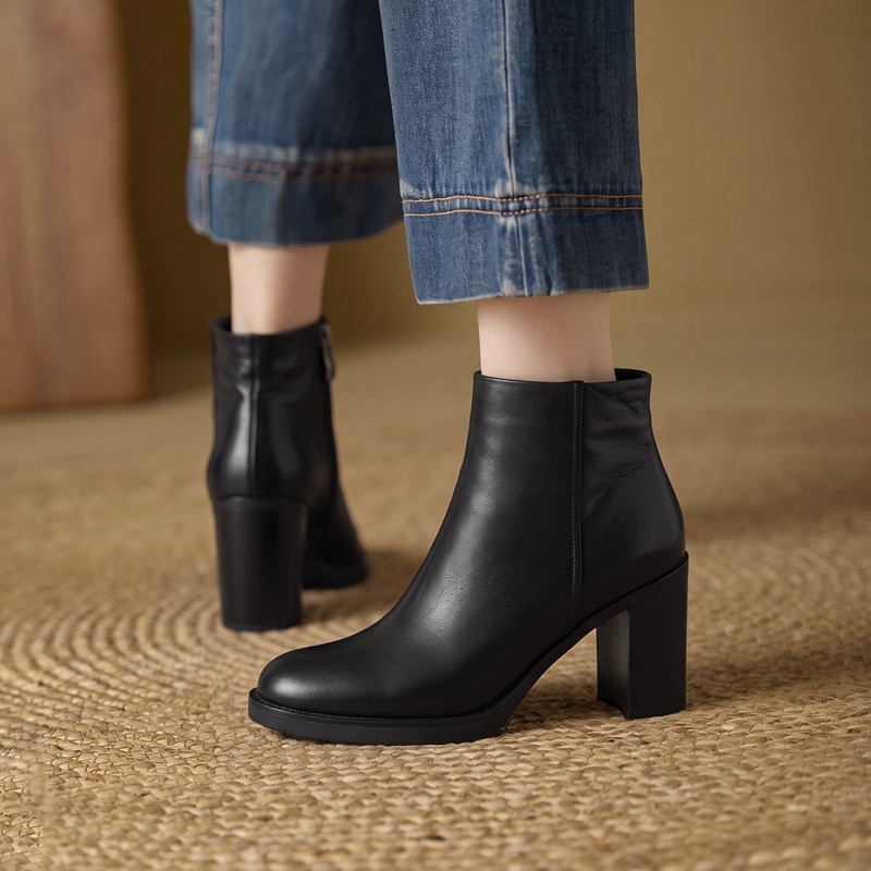 Bota de Salto Bloco com Bico Q - Leather Work Dress avaliação e preço