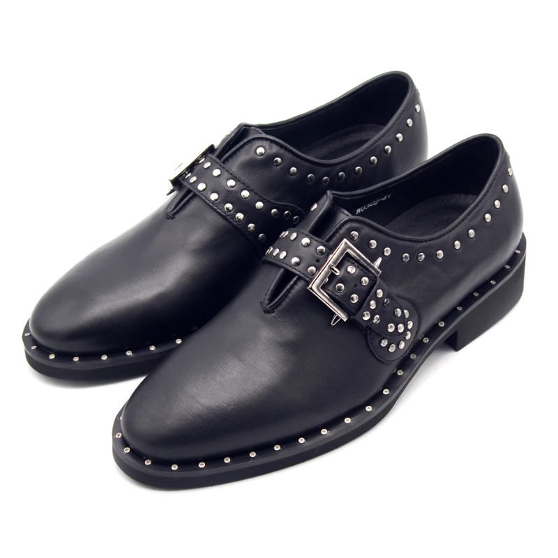 Novos Sapatos Munk com Rivets, - Leather Work Dress avaliação e preço