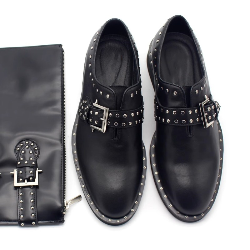 Novos Sapatos Munk com Rivets, - Leather Work Dress avaliação e preço
